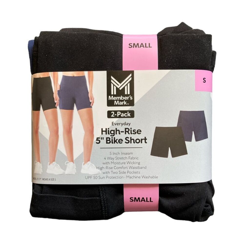 Black/Blue Cove - Member's Mark Ladies UPF 50 Sun Protection 5" Bike Shorts- 2 P
